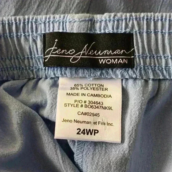 "JENO NEUMAN "NWT Light Blue Short Length Capri Pants Size 24W‎ Petites - Picture 5 of 5